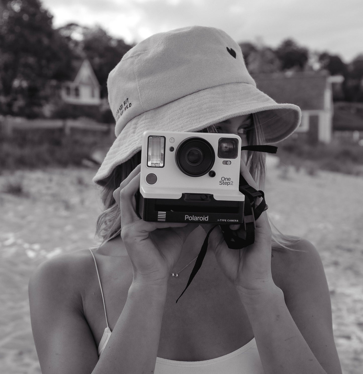 White Terry Towel Bucket Hat - Heart Hat