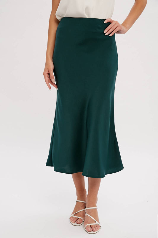 SATIN MIDI SKIRT