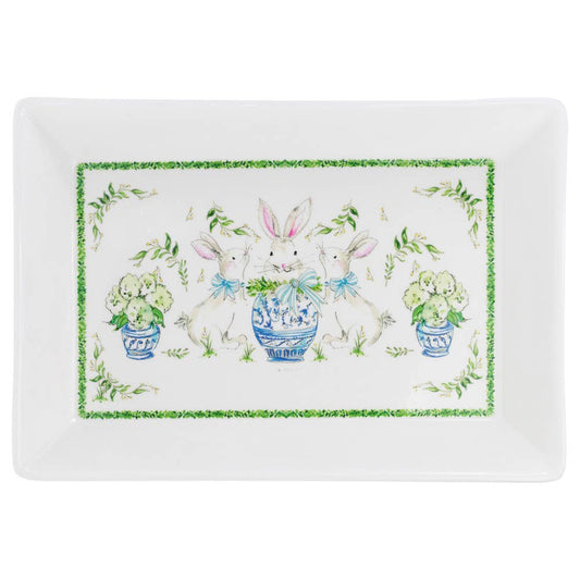 Boxwood Bunny Ceramic Serving Platter Rosanne Beck
