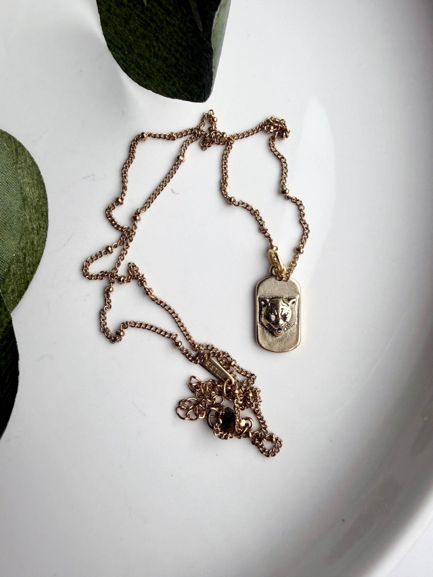 Upcycled Gucci Tiger Pendant Necklace