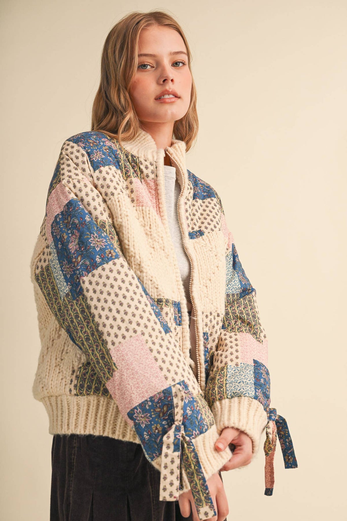 MIXED MEDIA PATCH PRINT JACKET