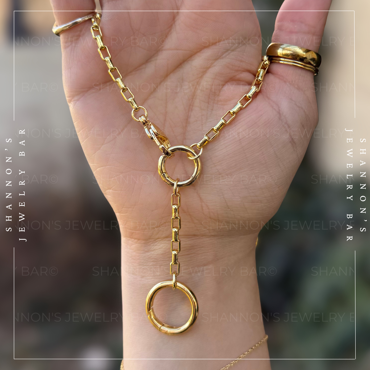 Gold Carabiner Necklace, Charm Holder Necklace