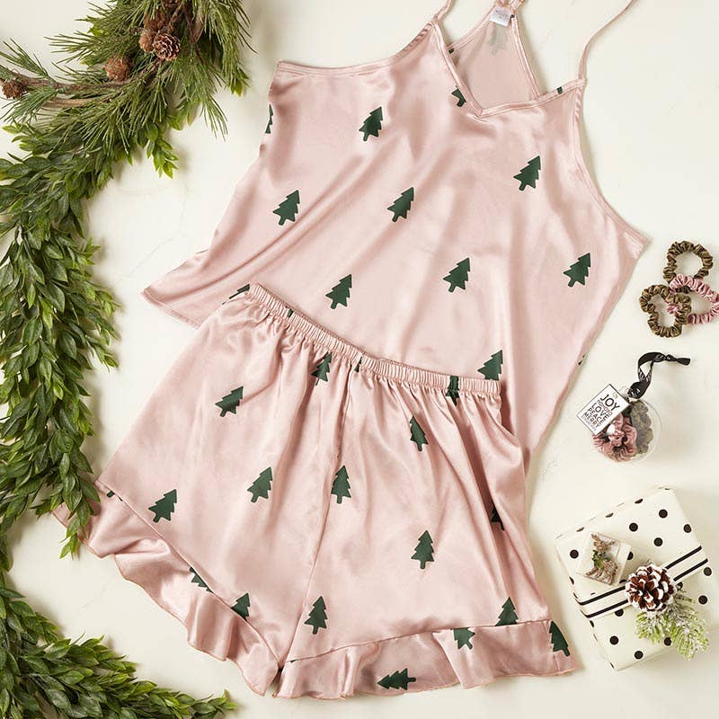 LAST CHANCE - Woodland Tree - Cami + Ruffled Shorts PJ sets - size S
