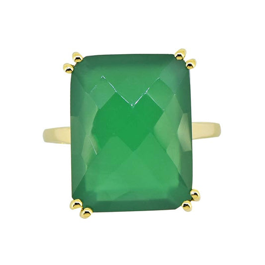 Green Onyx Verde light Crest Ring