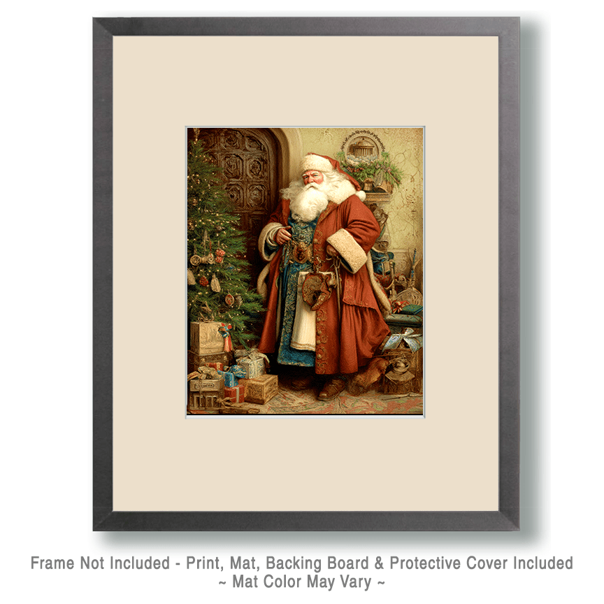 Old World Style Santa Claus Christmas Art Print - 8"x10" Artwork for 12"x14" Frame