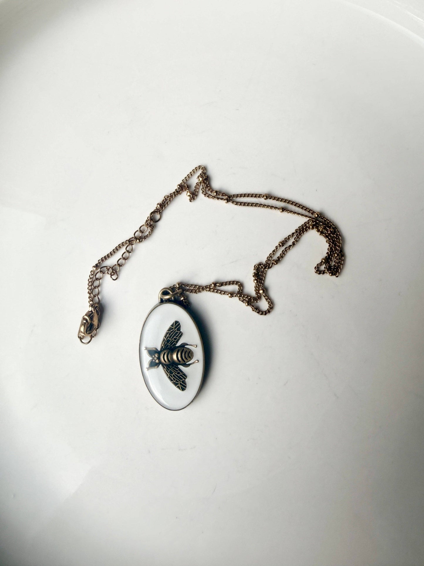 Upcycled Gucci Lg White Oval Pendant Necklace
