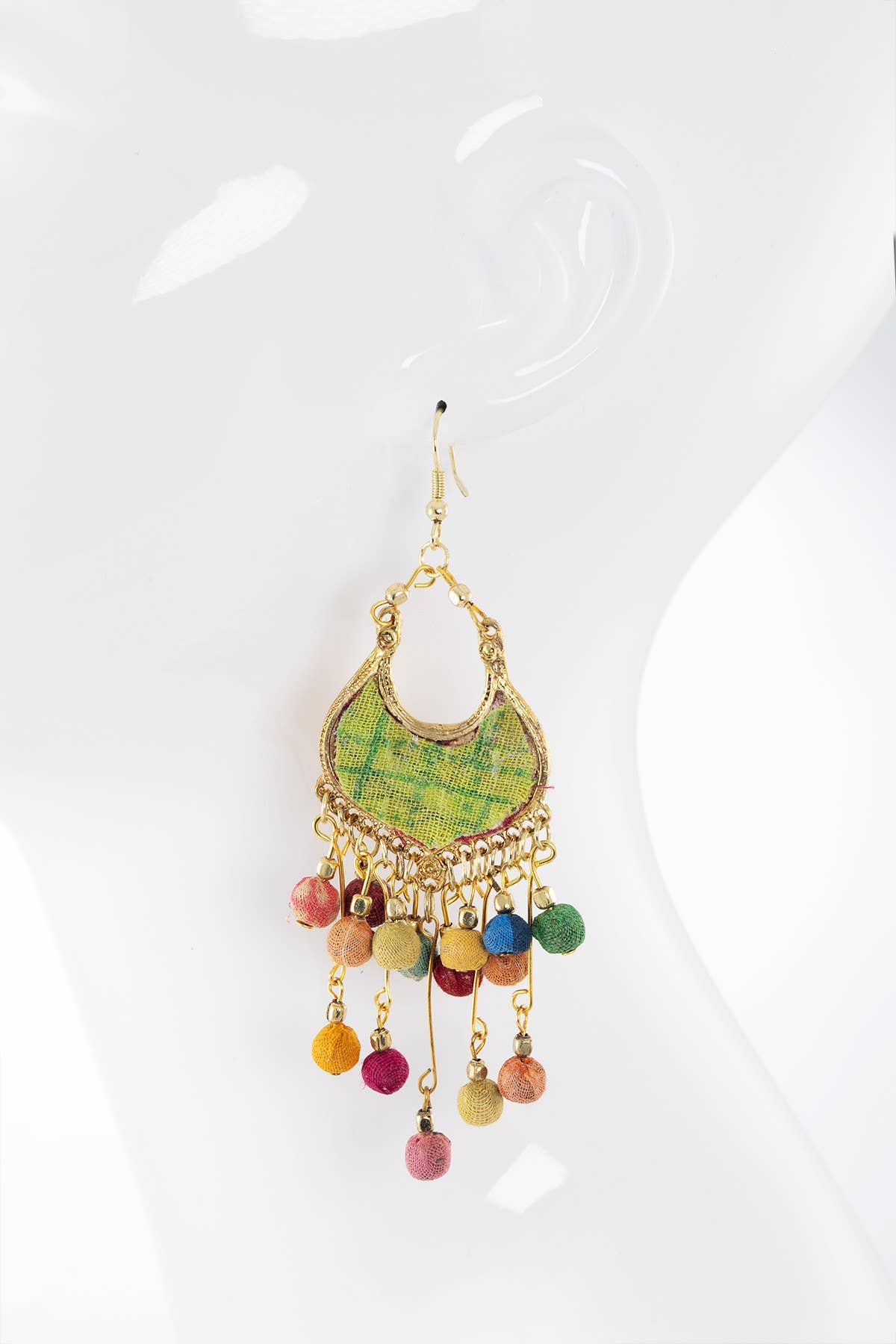 Handmade Shield-Shaped Chandelier Dangle Earrings