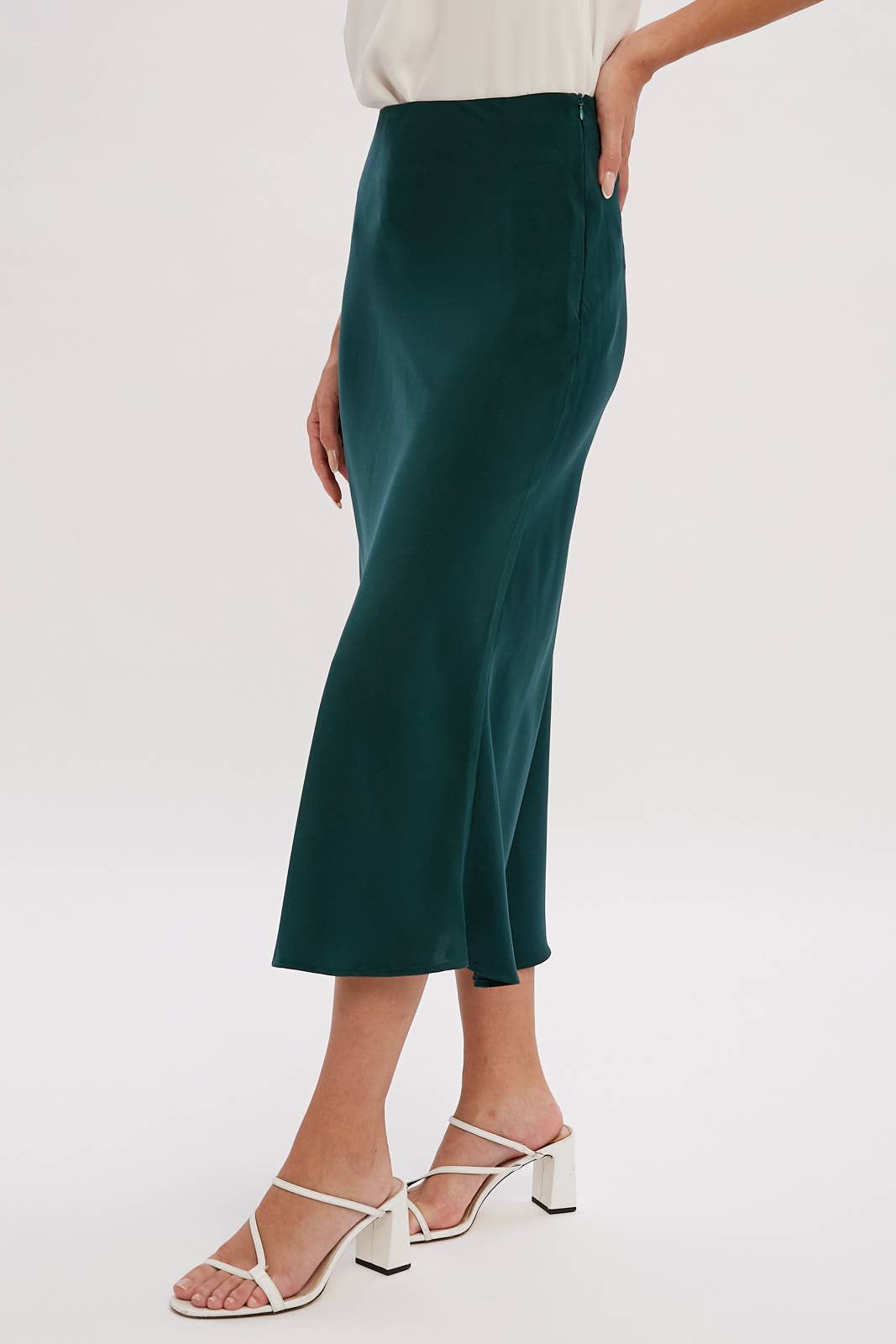 SATIN MIDI SKIRT