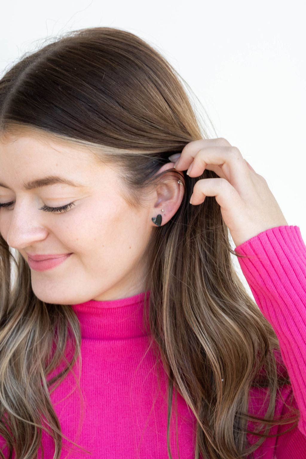 Hand Drawn Heart Studs – Black