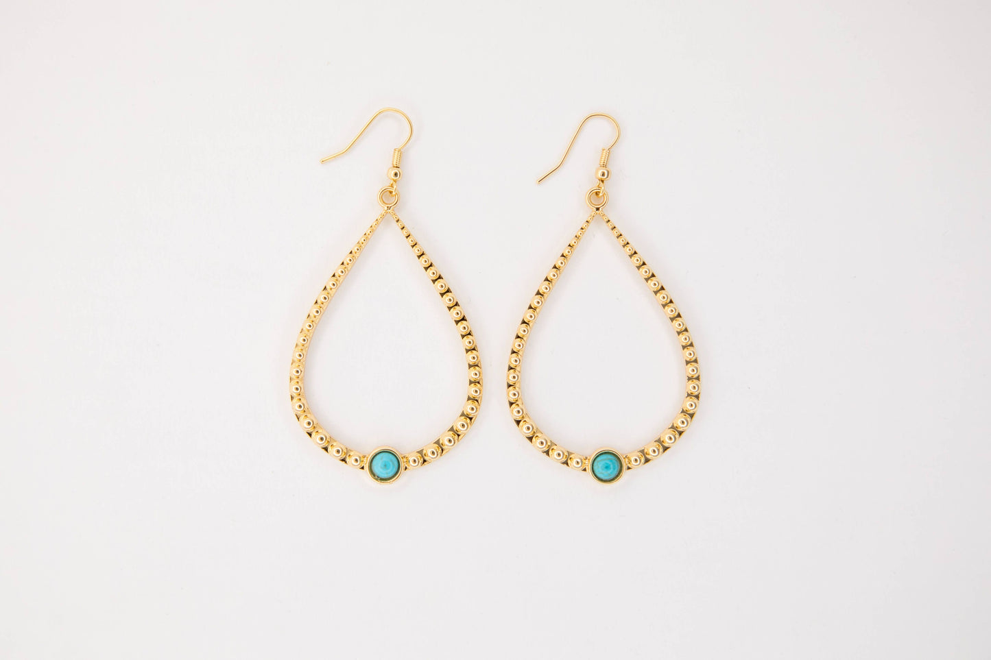 2.25" 18K Gold Plated Hammered Teardrop Earring on Fishhook