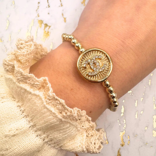 5mm Gold Chanel Beaded Upcycled Bracelet
