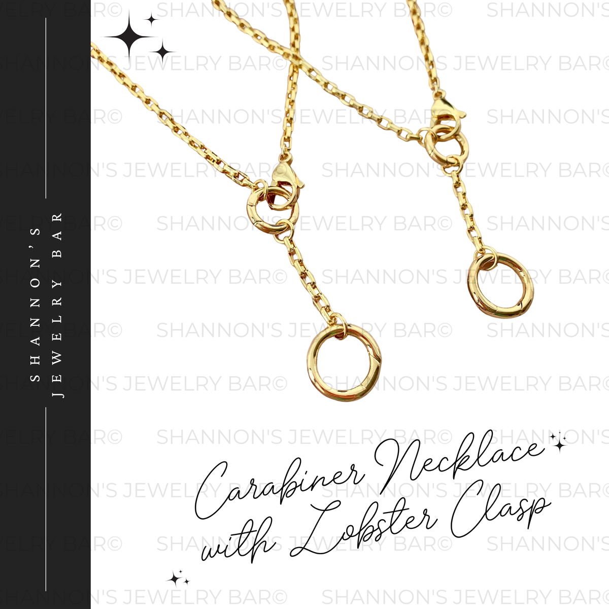 Gold Carabiner Necklace, Charm Holder Necklace