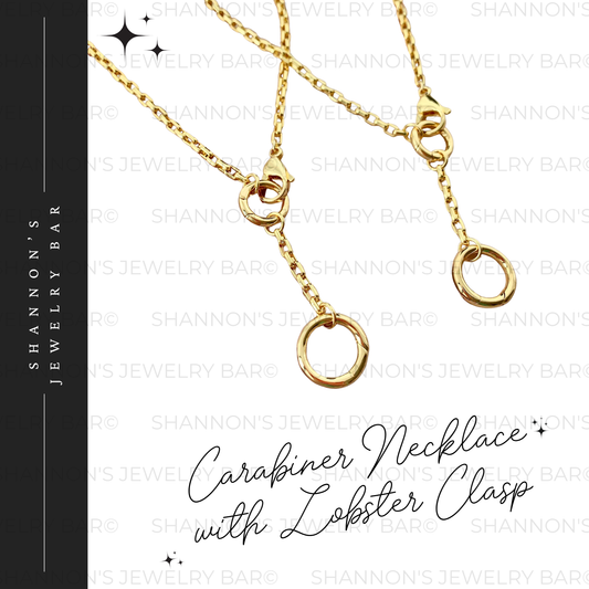 Gold Carabiner Necklace, Charm Holder Necklace