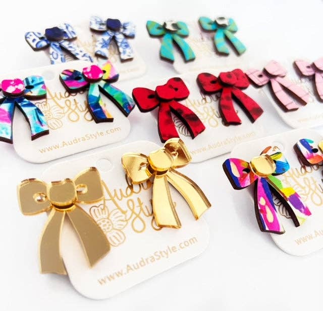 Colorful Bow Stud Rainbow Statement Earring