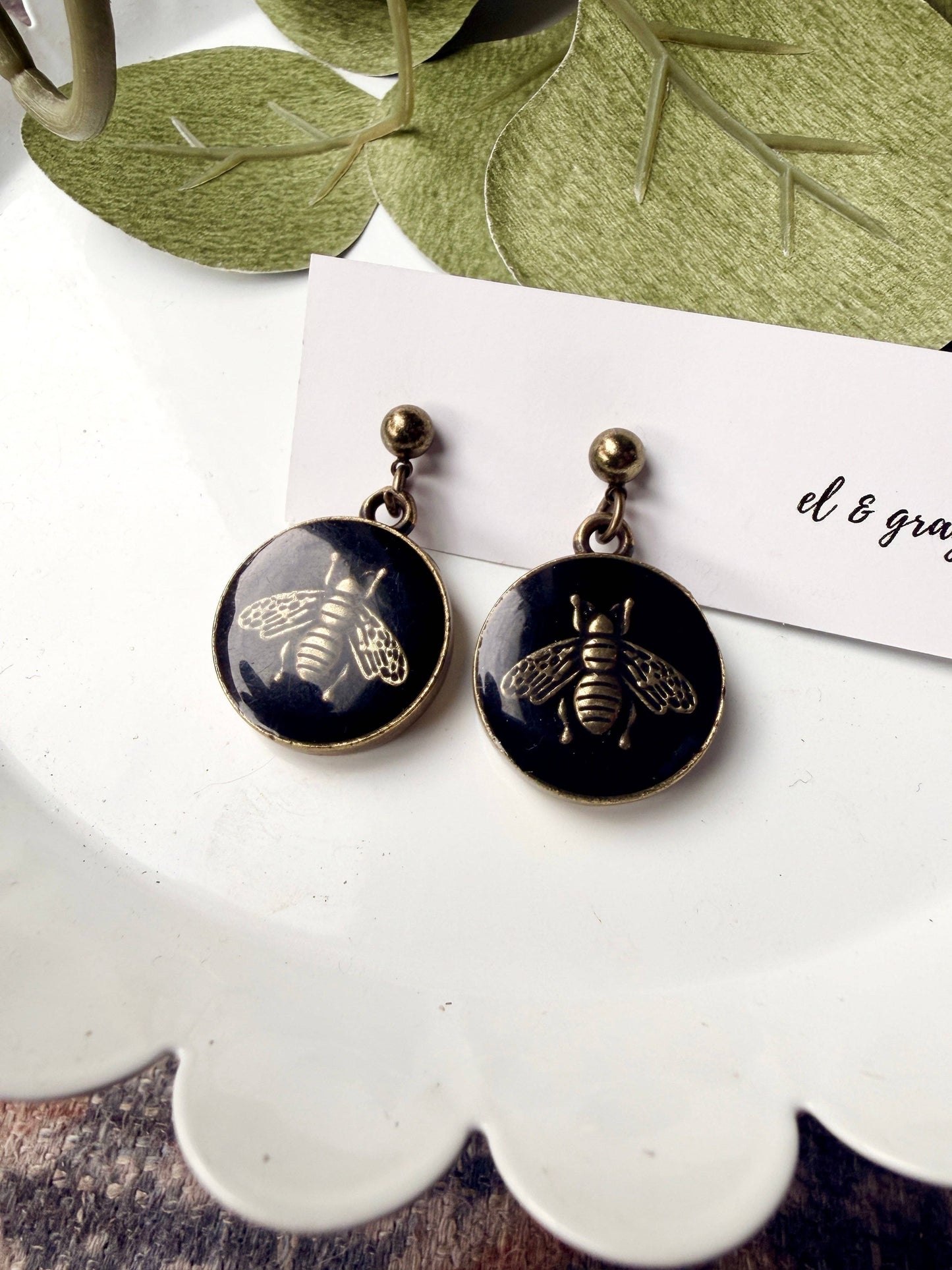 Upcycled Gucci Bee Pendant Earrings