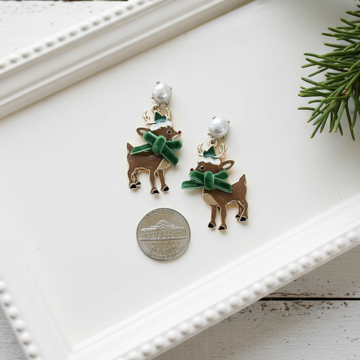 Dasher & Dancer Reindeer Drop Earrings