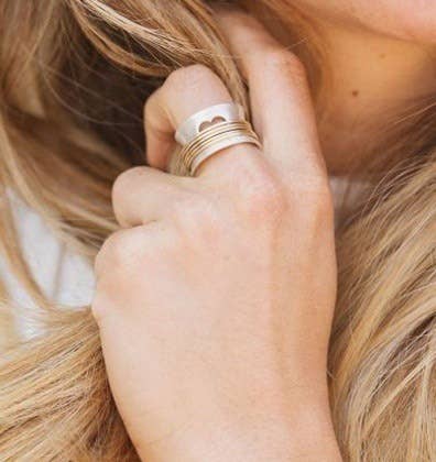 Boho Two - Tone Heart & 'Love' Ring