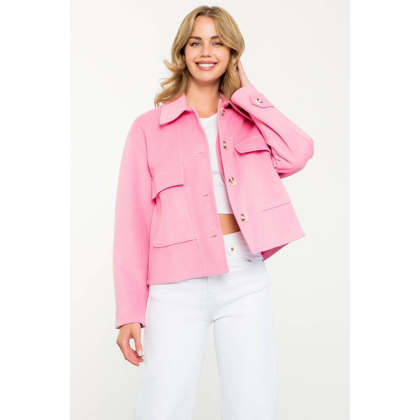 Pink Button-Front Jacket