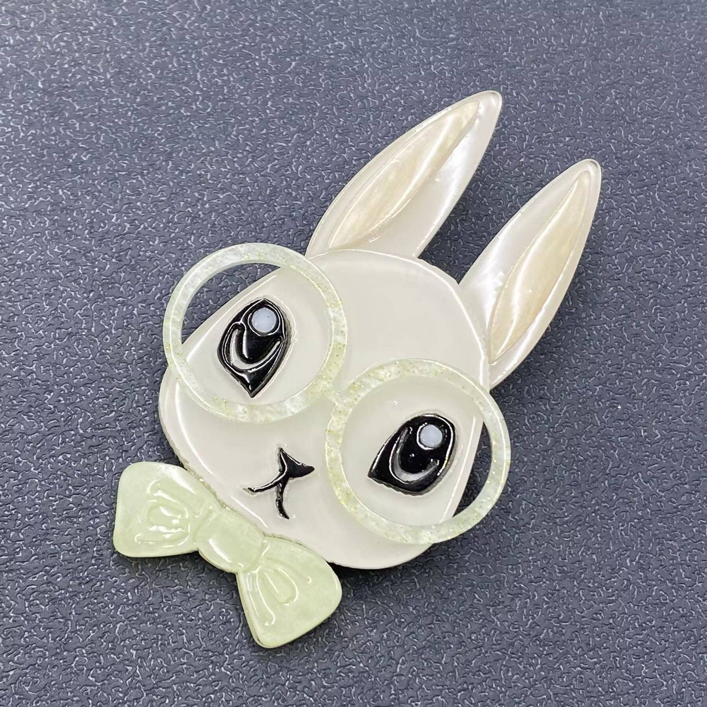 Rabbit with Glasses Acrylic Brooch