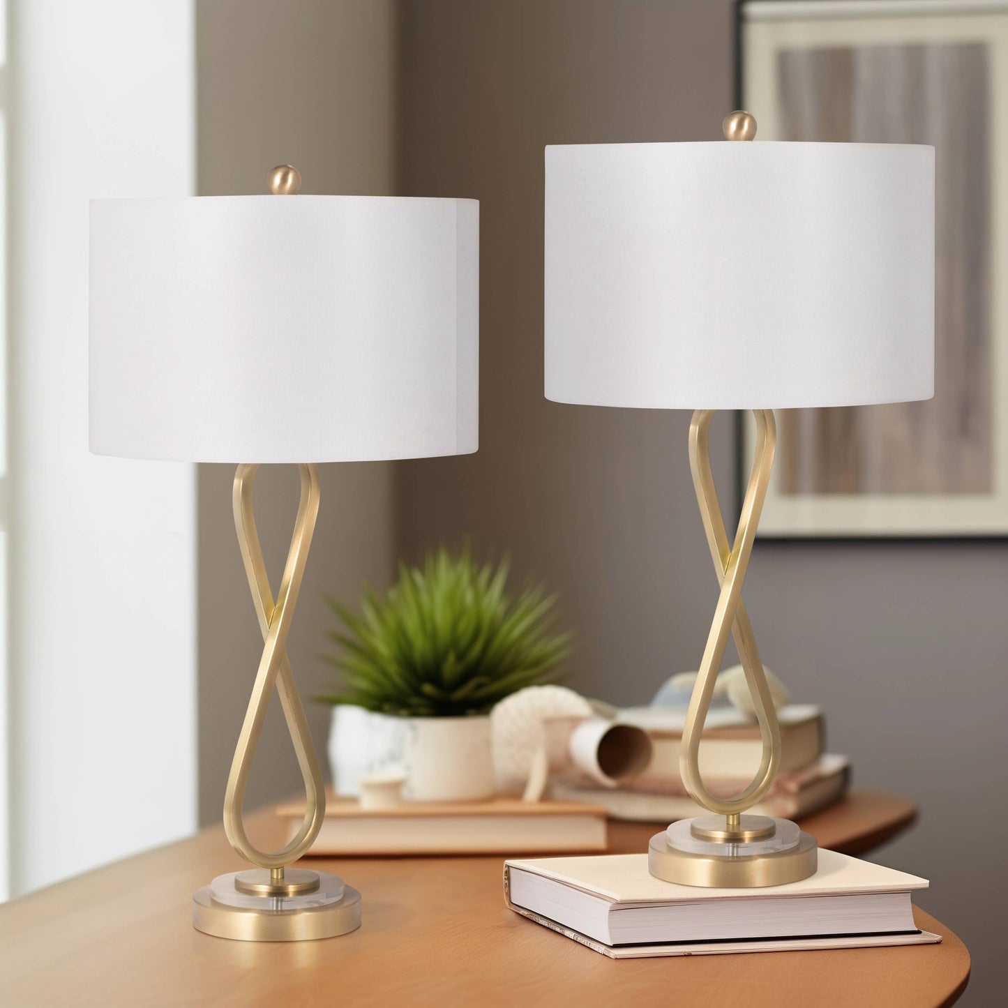 28 in. Metallic Gold Metal Infinity Table Lamp