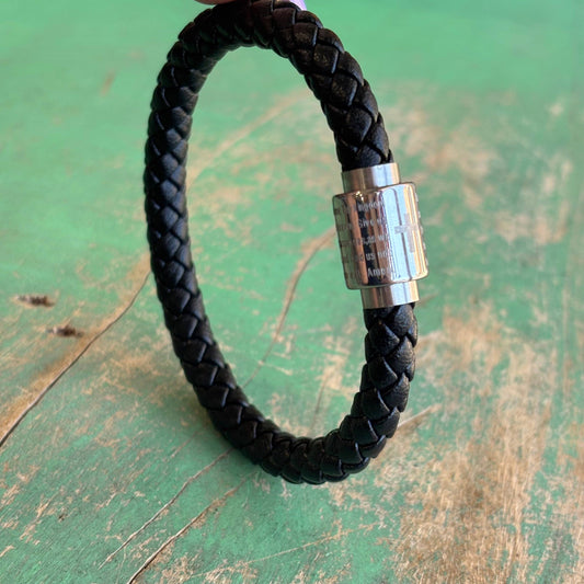 Our Father Stainless Steel Leather Bracelet