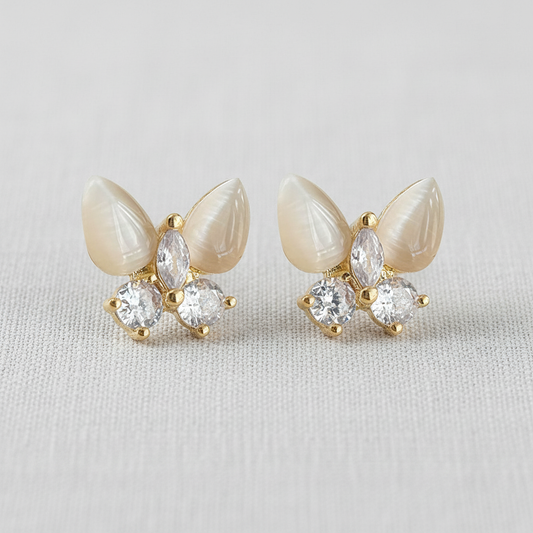 Vintage Inspired Cat's Eye Butterfly Stud Earrings