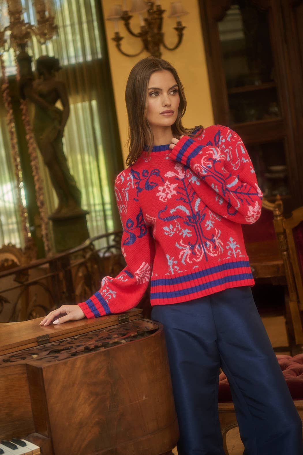 Almila Pleated Long Sleeve Sweater