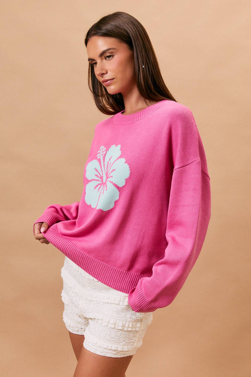 LAST CHANCE - Hibiscus Graphic Crewneck Sweater