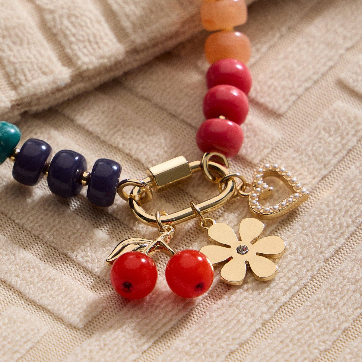Layered Glass Bead Necklace | Trio of Charms