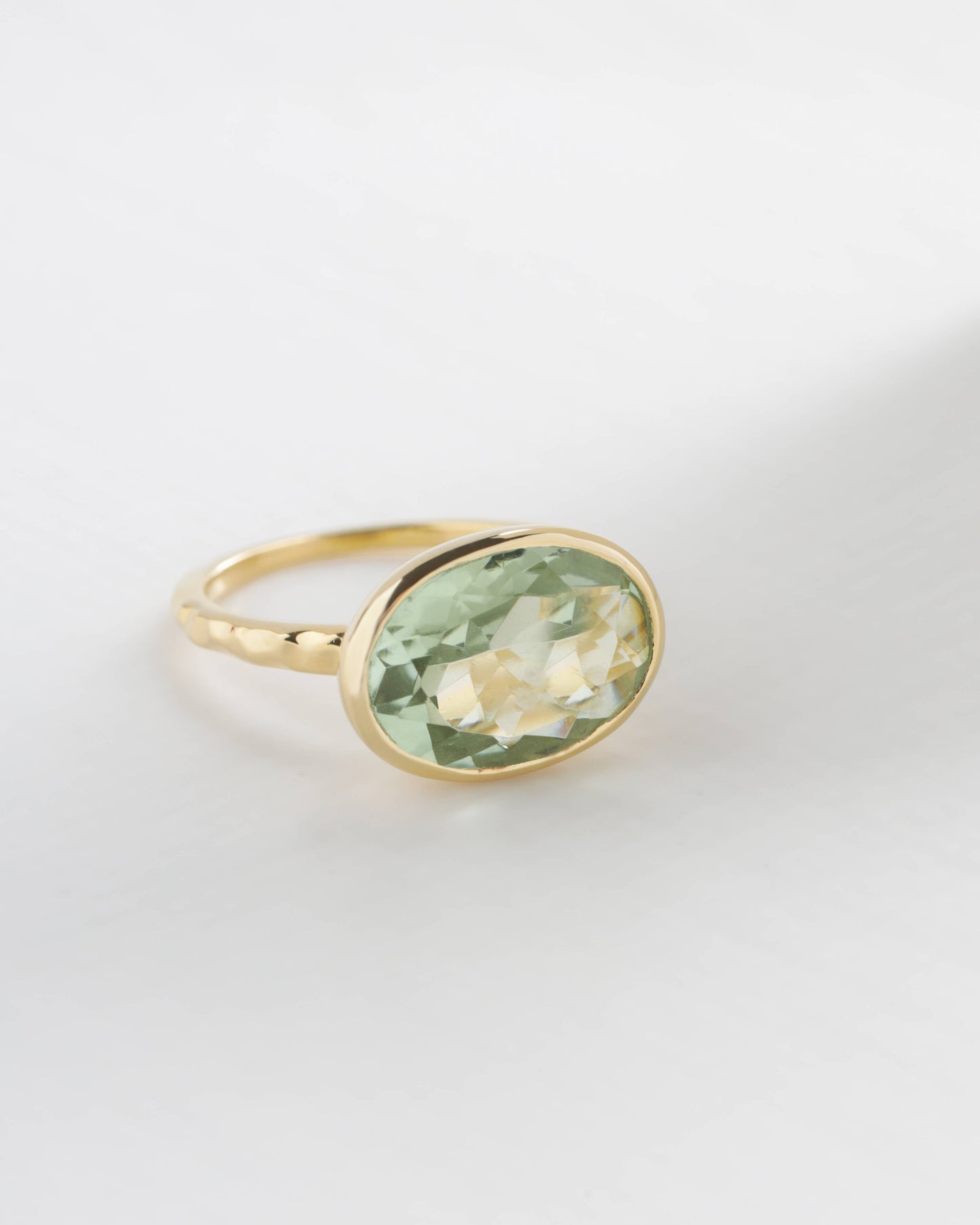Green Amethyst Solitaire Ring