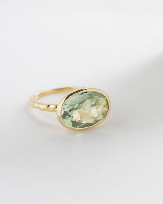 Green Amethyst Solitaire Ring
