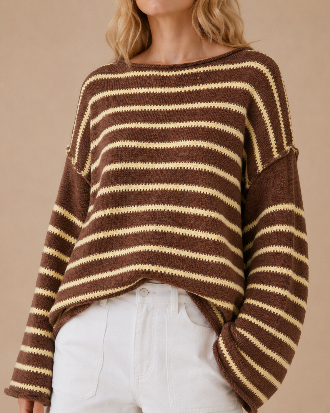 Roll Edge Stripe Sweater