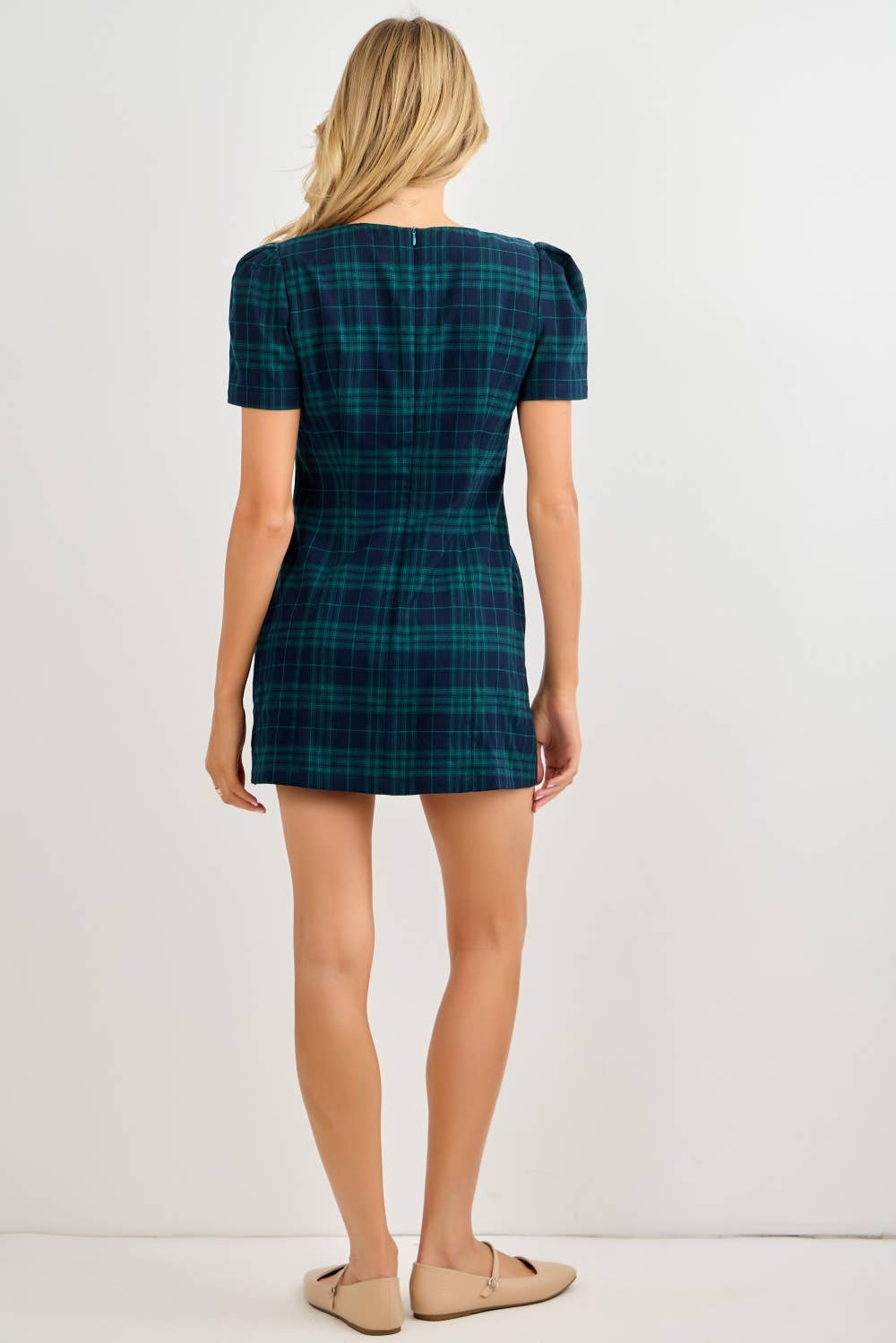 PLAID PRINT MINI DRESS