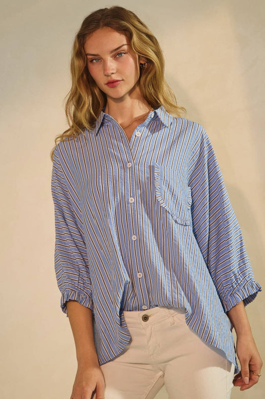 Striped Button Down Oversized Shirt