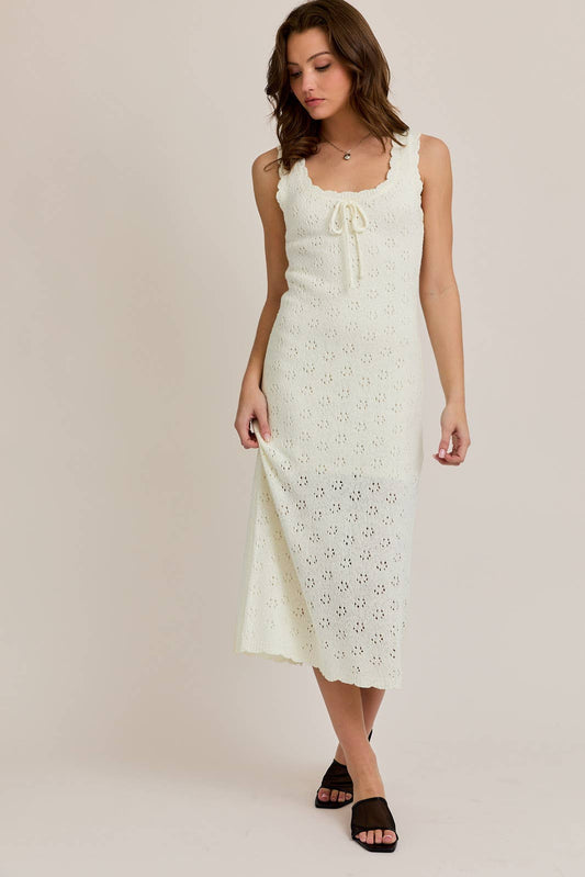 SCALLOP EDGE SLEEVELESS SWEATER MIDI DERSS