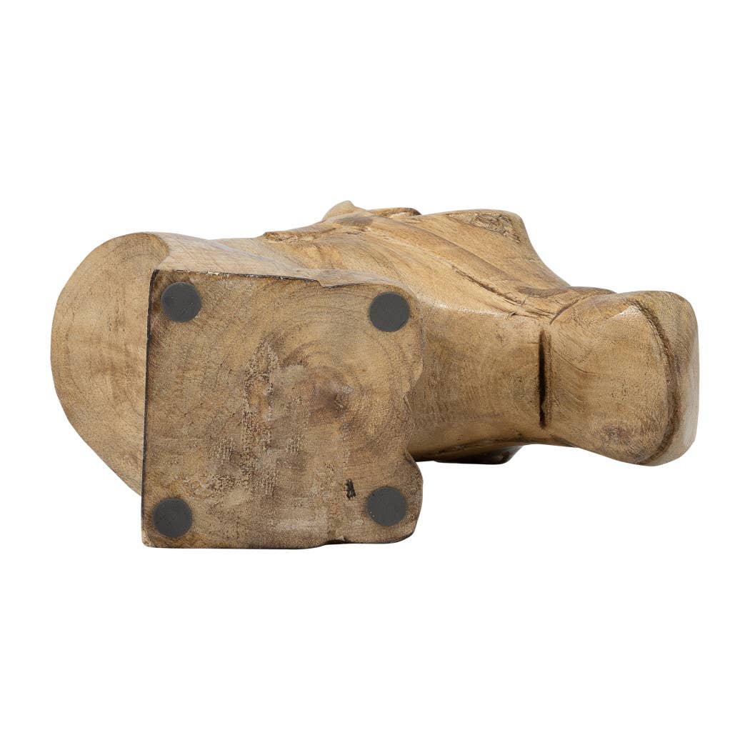 Wood Modern Carved Horse Head Figurine - Brown, 10 in.