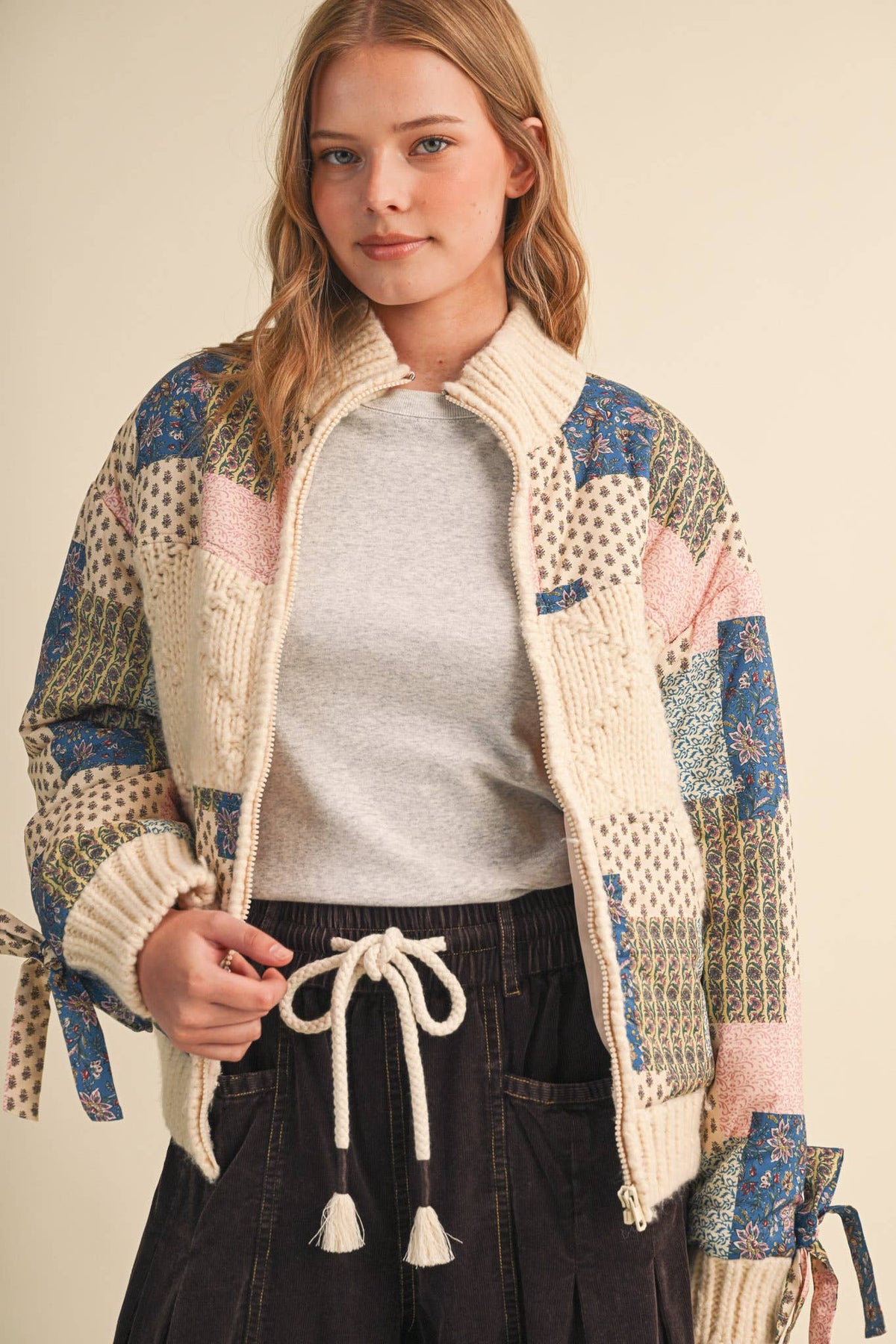 MIXED MEDIA PATCH PRINT JACKET