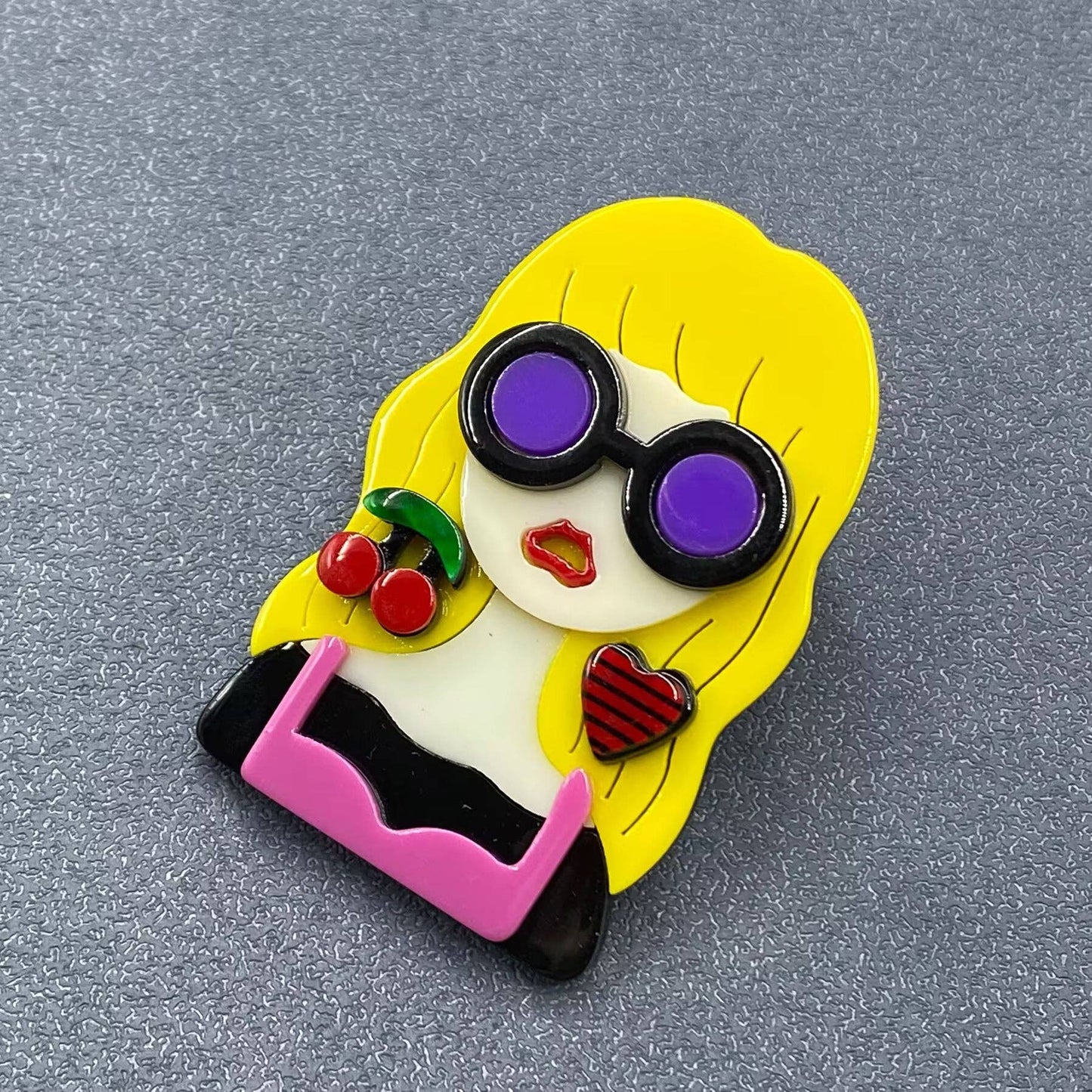 Fashion Girl Acrylic Brooch