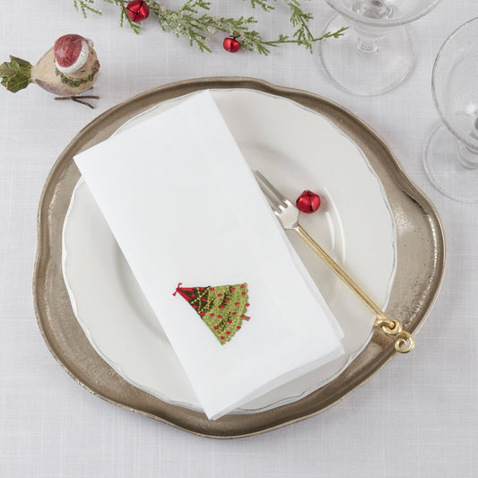 Embroidered Christmas Tree Napkin