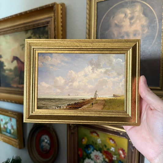 Vintage Style Ocean Shore LightHouse  Art Print Framed