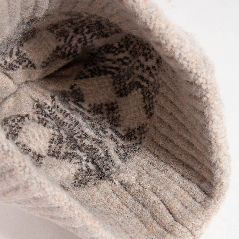 Argyle Knit Pom Beanie