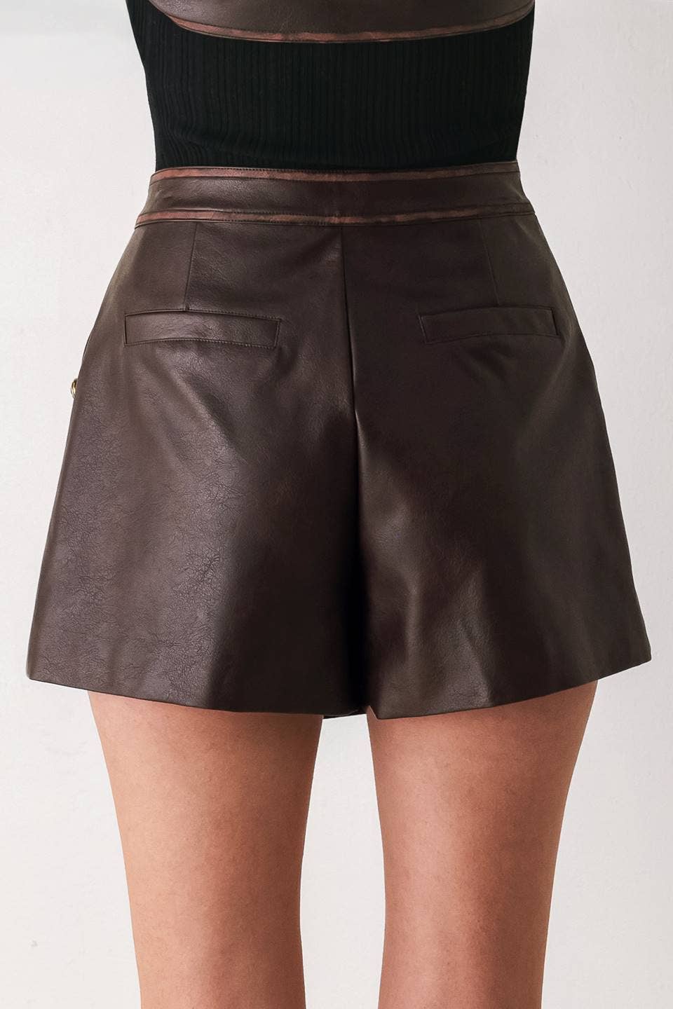 A faux leather skort