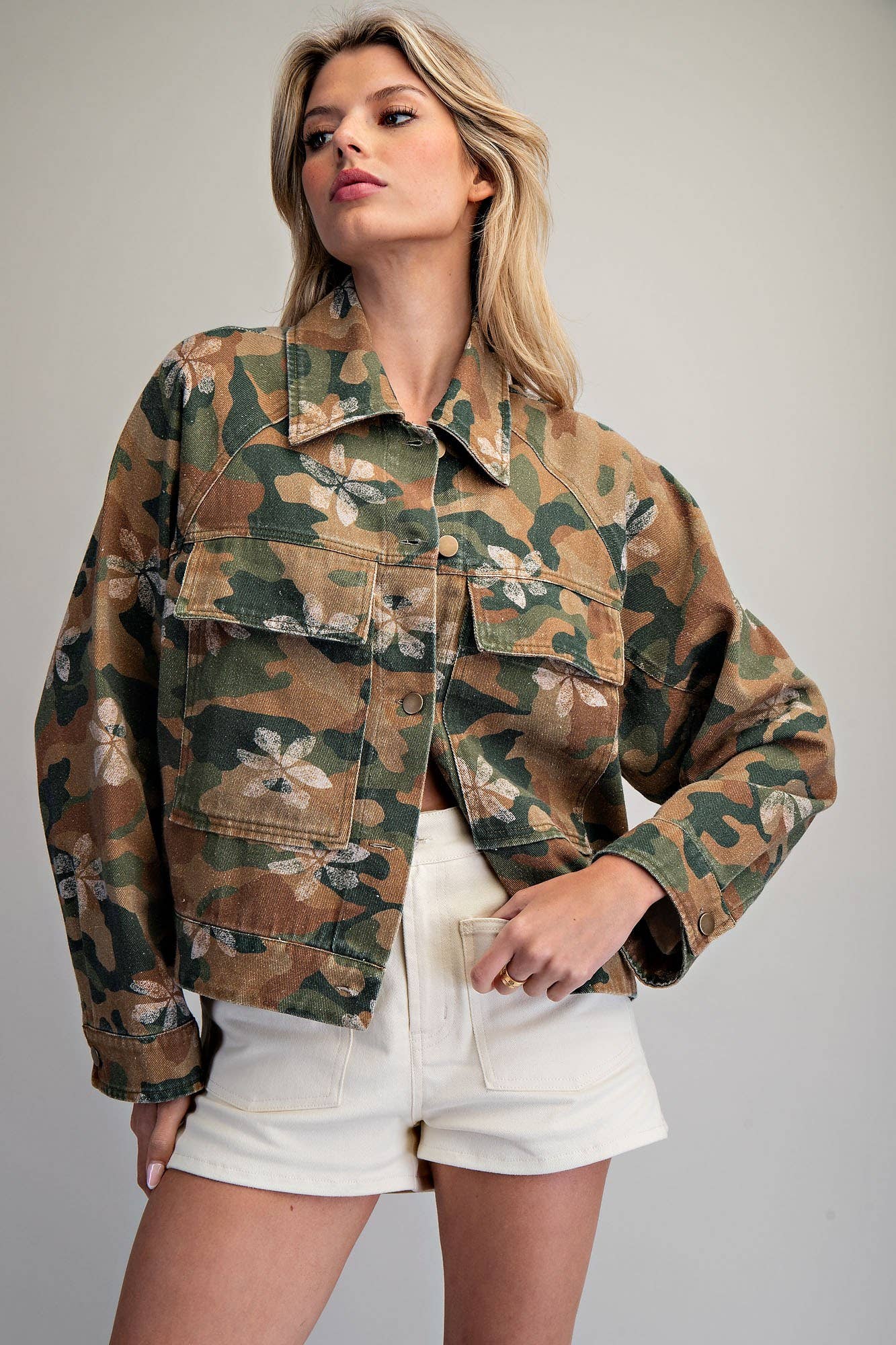 FLORAL CAMO PRINTED JACKET
