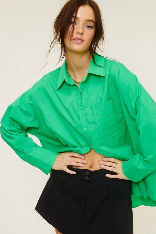 Oversized Cotton Button-Down Shirt