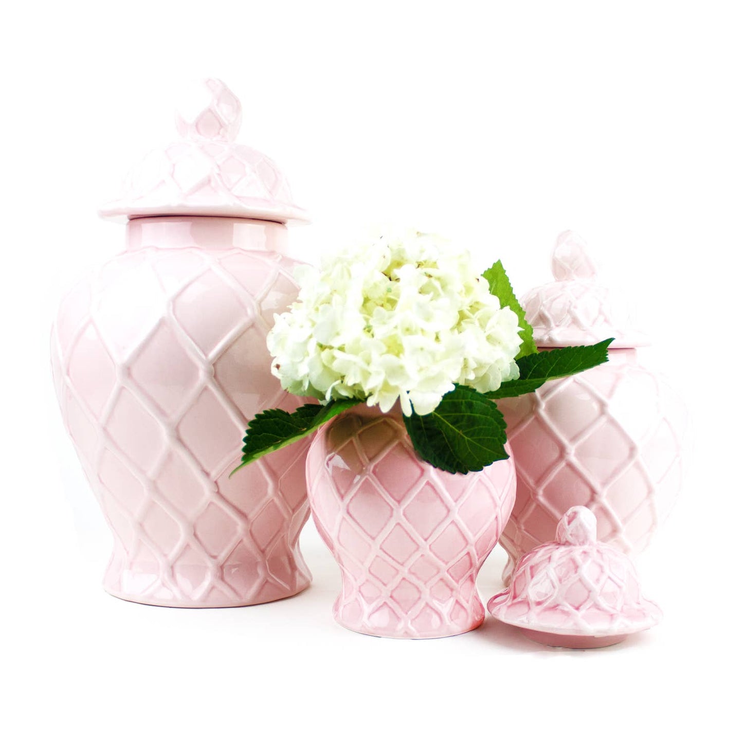 Pink Textured Ginger Jar with Lid, Small