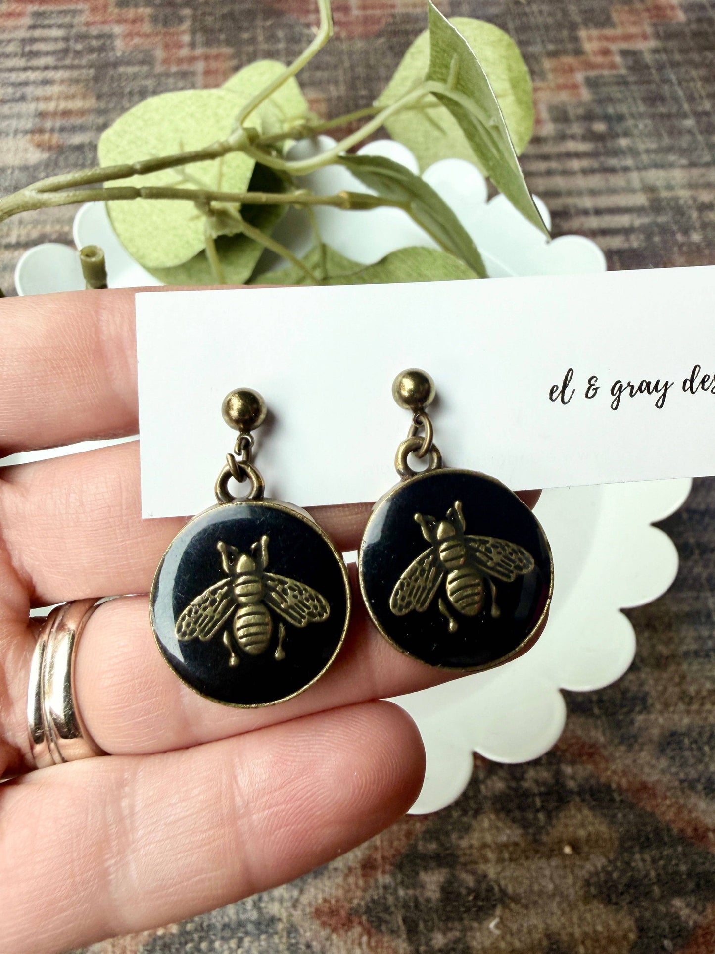 Upcycled Gucci Bee Pendant Earrings