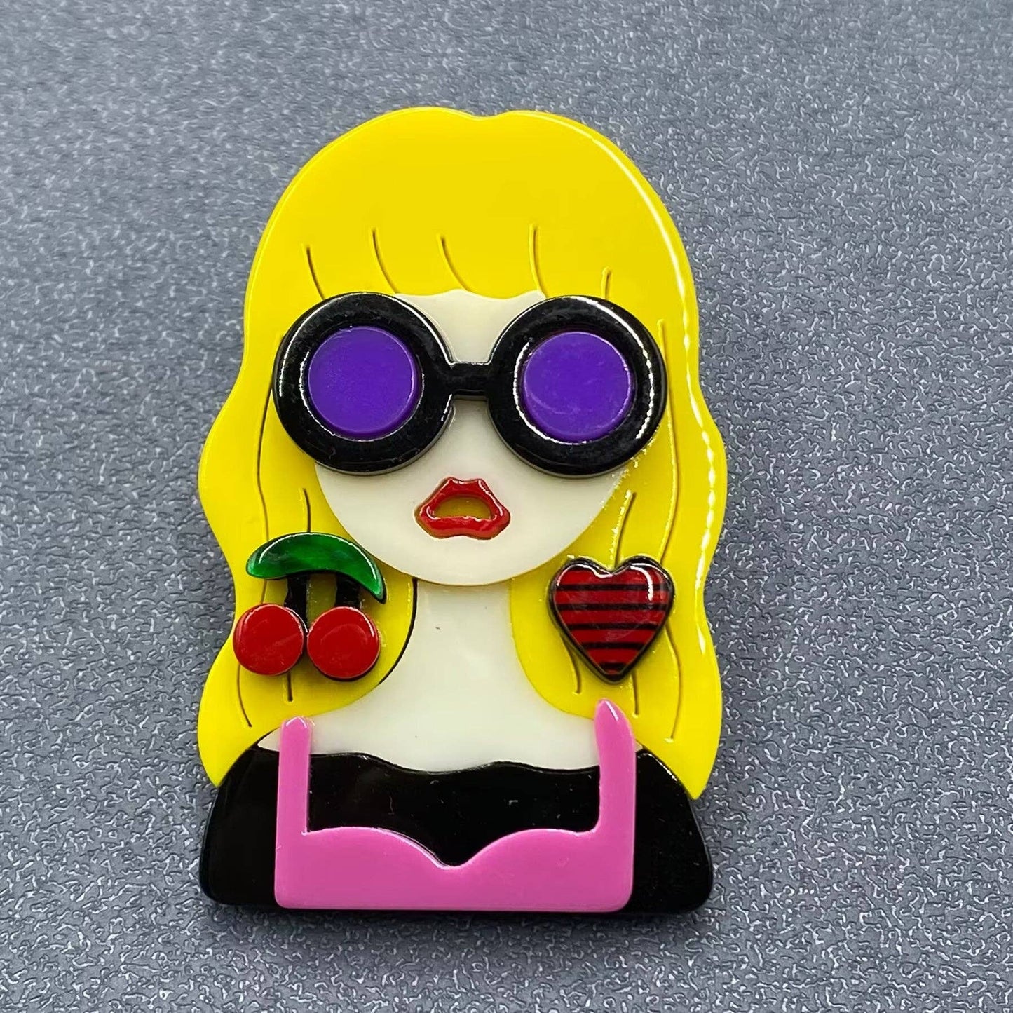 Fashion Girl Acrylic Brooch