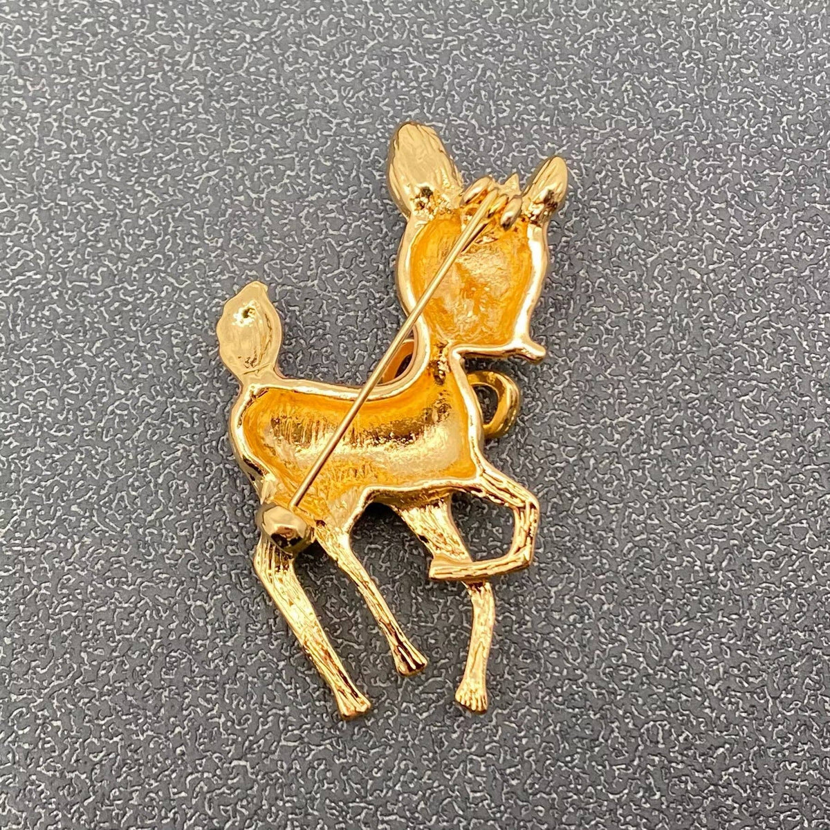 Pink Enamel Elk Brooch