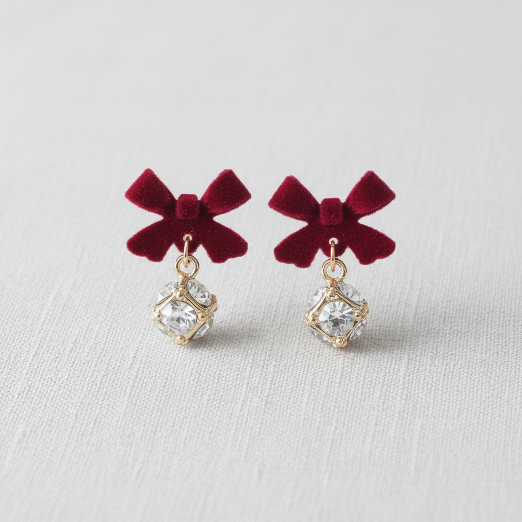 Red Bow Knot Drop Earrings