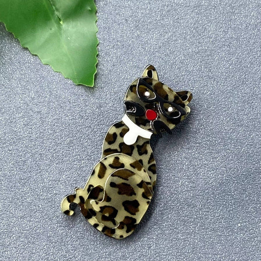 Leopard Cat Acrylic Brooch